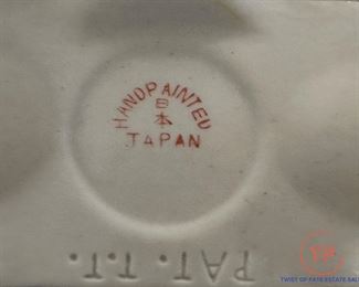 Vintage JAPAN Moriage Condiment Set Nodding Bird Salt & Pepper Covered Jelly with Tray