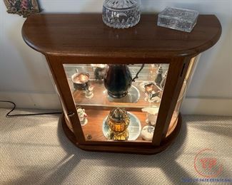 Lighted Half Moon Side Table Cabinet