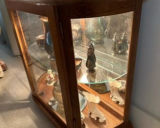 Lighted Half Moon Side Table Cabinet