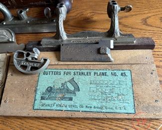 Antique STANLEY NO 45 Wood Plane with Original Box and Manual 