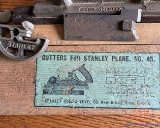 Antique STANLEY NO 45 Wood Plane with Original Box and Manual 