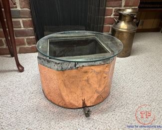 Antique Copper Kettle Repurposed Table
