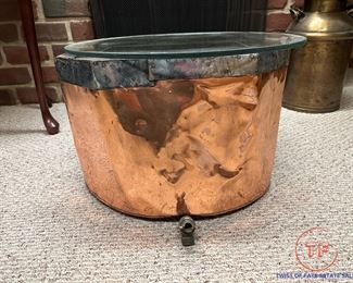 Antique Copper Kettle Repurposed Table