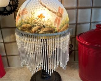 Reverse Painted Dragon Fly Lamp