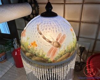 Reverse Painted Dragon Fly Lamp