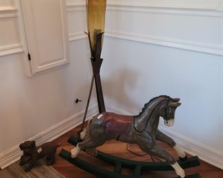 lamp, rocking horse