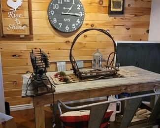 Farmhouse - industrial style table , cream of wheat original advertisment