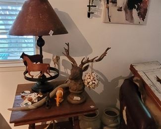 lamps, antlers, art prints 