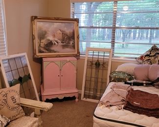 Thomas Kinkade, stained glass new serta mattress free with purchase of bed rails