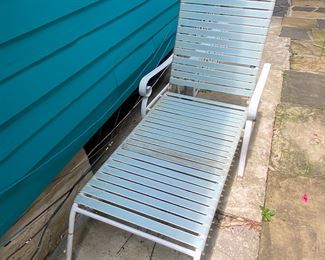 Very comfy blue chaise.  Needs cleaning or just long cushion rubber slats.  All intact  $100