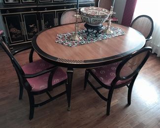Asian Themed Dining Room Table & Chairs Set