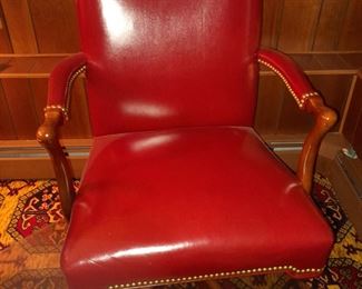Red Leather Rolling Desk/Office Chair W/ Hammerhead Nails Hammering