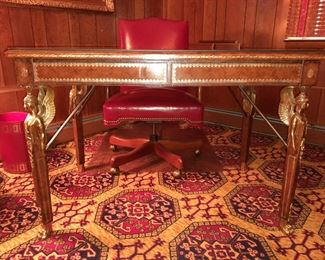 STUNNING Antique Wooden Desk W/ Facial Detours