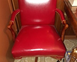 Rolling Red Upholstered Arm Office Chair