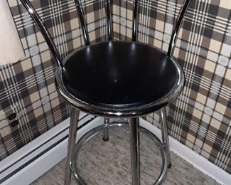 Mid-Century Modern Chrome & Black Seat Barstool