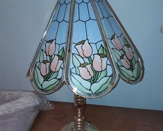 Faux Stained Glass Brass Lamp