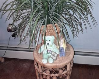 Plant & Wicker Footstool