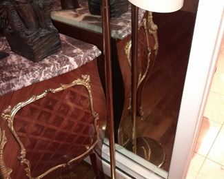 Antique Buffet Cabinet W/ Gold Trim & Marble Top