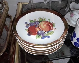 Fruit Plates W/ Gold Trim