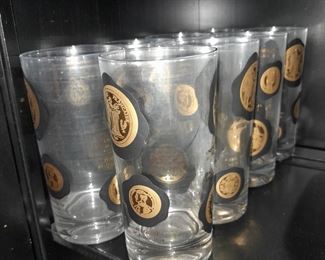 Gold & Black Coin Tumbler Glasses