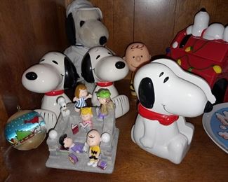 Vintage Snoopy Bookends, Napkin Holder, Ornament, & Stoop Figure
