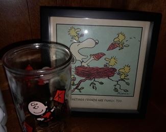 Vintage Charlie Brown Character Glass & Mini Framed Artwork