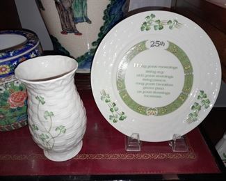Belleek (Ireland) Vase & Plate
