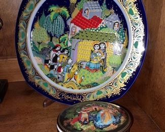 Rosenthal Plate & Russian Porcelain Trinket Box