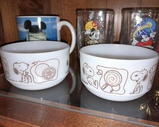 Vintage Snoopy Milk Glass Bowls
