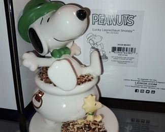 Lenox Peanuts Lucky Leprechaun Snoopy Figurine W/ Box