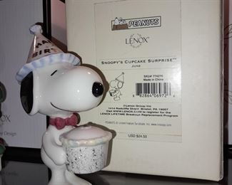 Lenox Snoopy's Cupcake Surprise (June) Figurine W/ Box