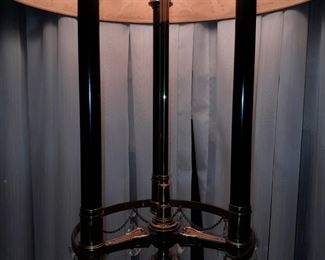 3 Pillar Brass & Black Lamp W/ Crystals