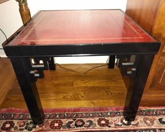 Red & Black Lacquer Asian End Tables