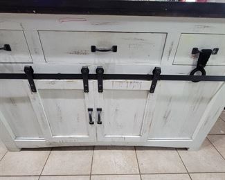 Large kitchen island with extra handmade top for protection