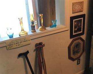 Walking sticks and canes! Depression Glass