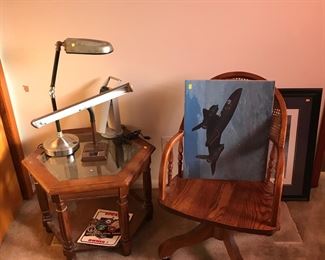 Desk lamps and end table with a office chair!
