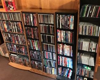 Cds and  dvds 
Racks are not for sale