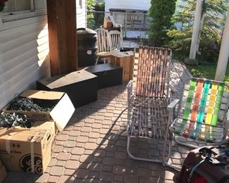 Boxes and lawn furniture 
