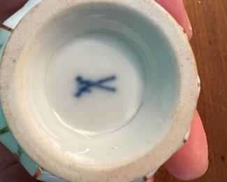 Antique Meissen Demitasse Cup & Saucer, Floral