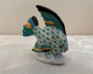 Herend Porcelain Green Fish Figurine