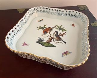 Herend Rothschild Bird Square Openwork Gallery Tray