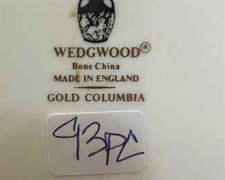Wedgwood Gold Columbia Porcelain China (93pc)
