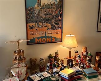 Collection of Vintage Toys, Mahjong & White House Christmas Ornaments
