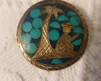 Enamelwd brass pin brooch