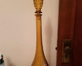 Vintage amber mid century Epoli Geni decanter/stopper