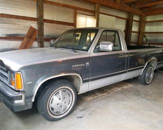 1987 DODGE DAKOTA PICKUP. V6, 4x4 in imacculate condition. Garage kept, low mileage.  Runs and needs a few mechanical repairs but body and interior are in immaculate condition. Comes with long bed and Leonard bed liner. 
