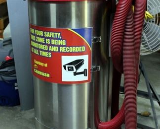 J.E. Adams Ind. Commercial Car Wash Large Cannister Vacuum, Model 9235LD, Converted To 120V 3 Prong Plug In, 53.5" x 25" Dia. Includes Hose, 