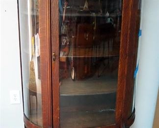Wood And Glass Curved Front Curio Cabinet With Claw Feet, 60.5" x 41" x 16.5"