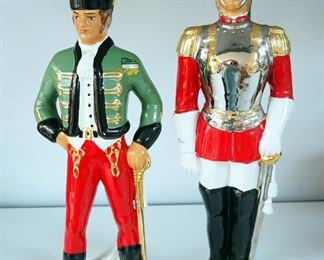 Soldier Decanter Bottles, Including Liquore Galliano, Qty 1, Cicilian Gold, Qty 1, And Irish Mist, Qty 2, All 19" Tall