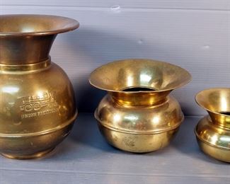 Brass 10" Union Pacific Railroad Spittoon, And 6" And 4.5" Brass Spittoons
